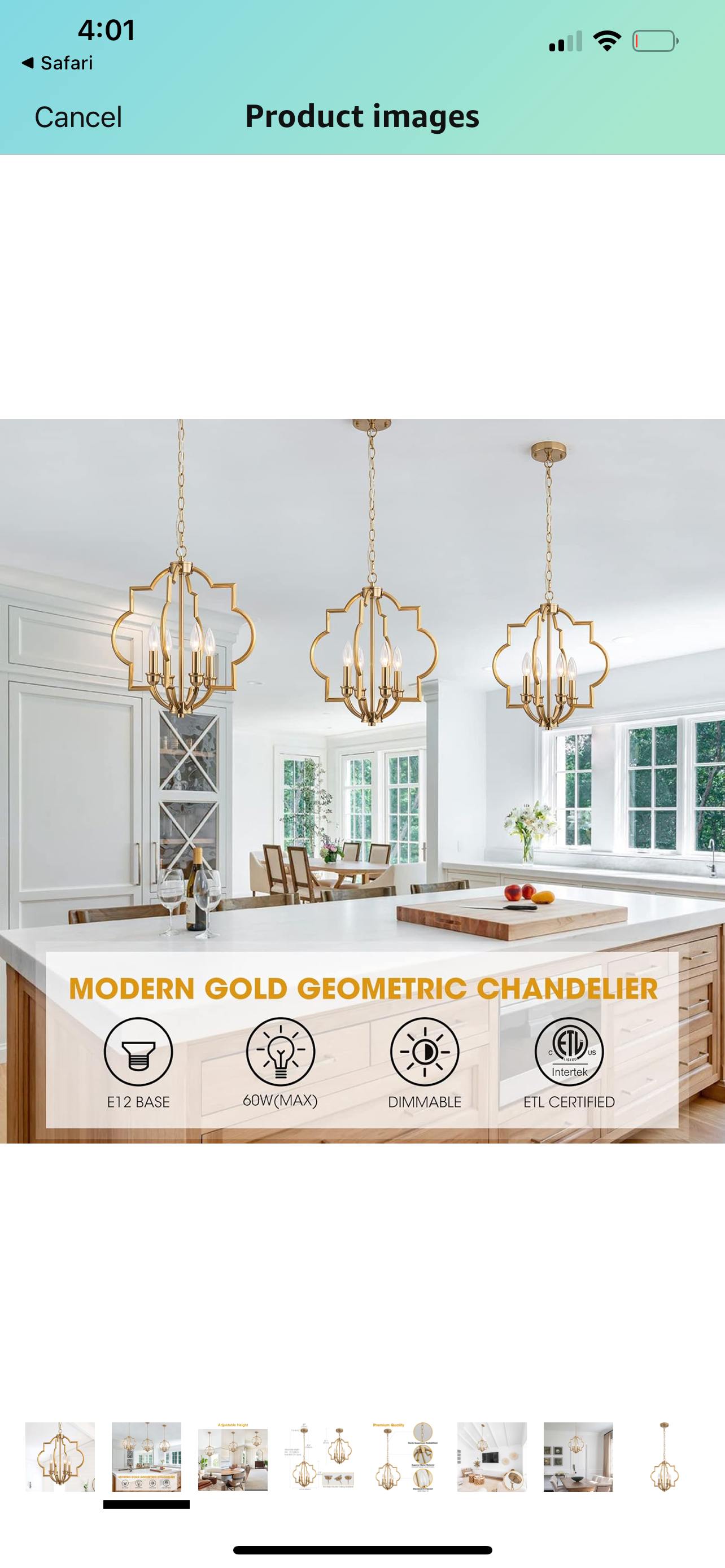 15.6“Gold Farmhouse Chandelier Dining Room Light Fixtures Kitchen Island Pendant