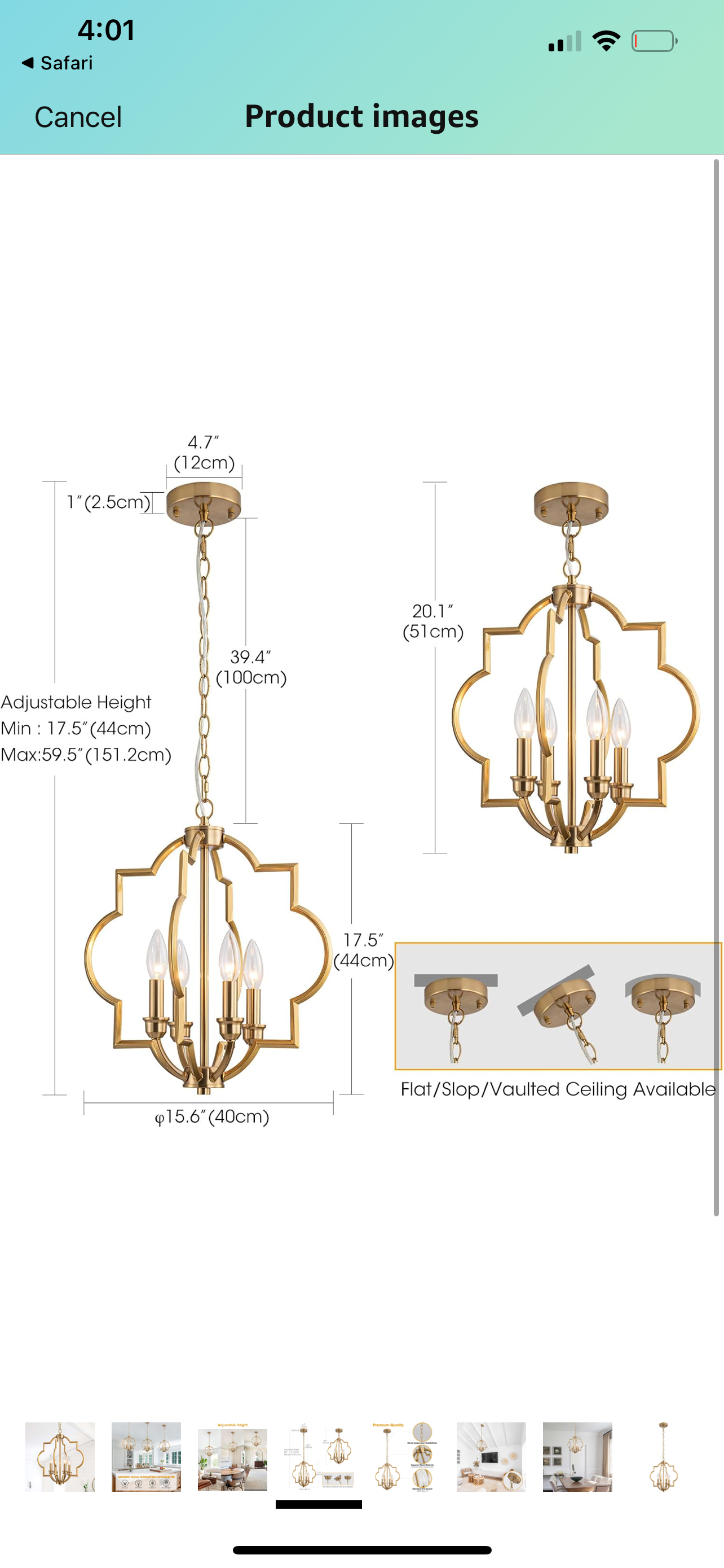 15.6“Gold Farmhouse Chandelier Dining Room Light Fixtures Kitchen Island Pendant